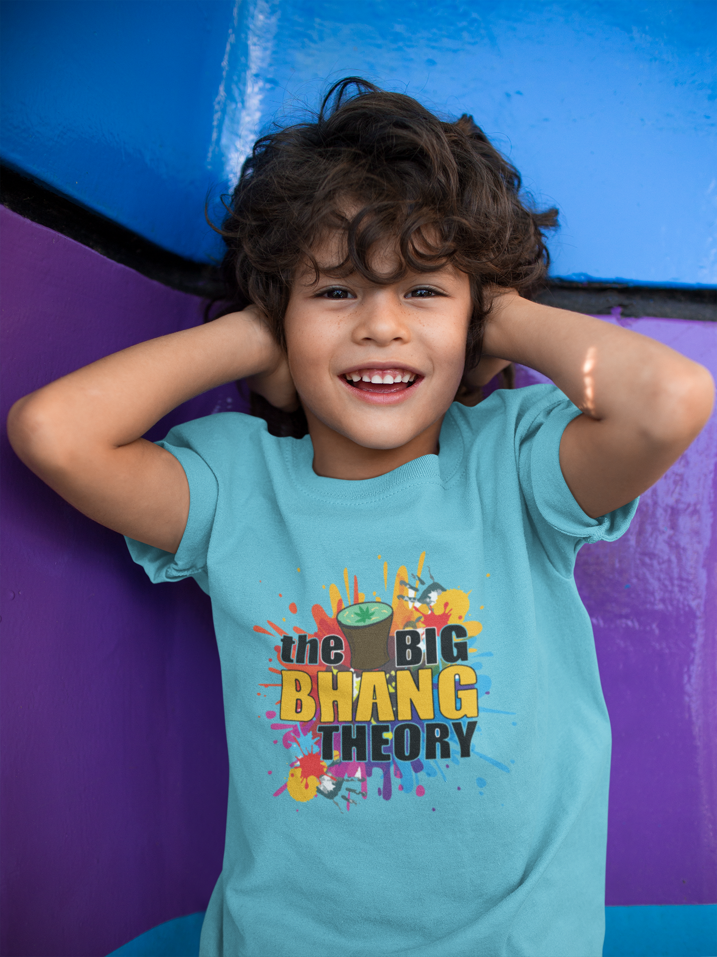 The Big Bhang Theory Holi Half Sleeves T-Shirt for Boy-FunkyTeesClub