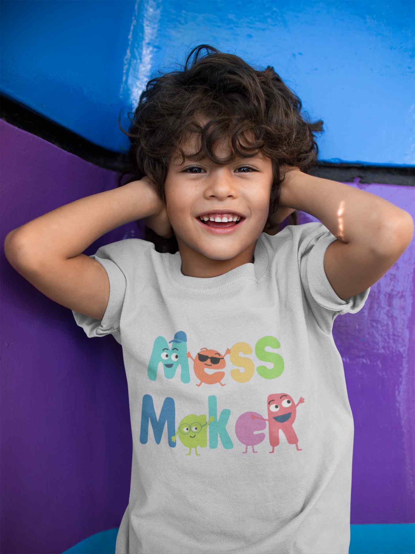 Mess Maker Cartoon Half Sleeves T-Shirt for Boy-FunkyTeesClub