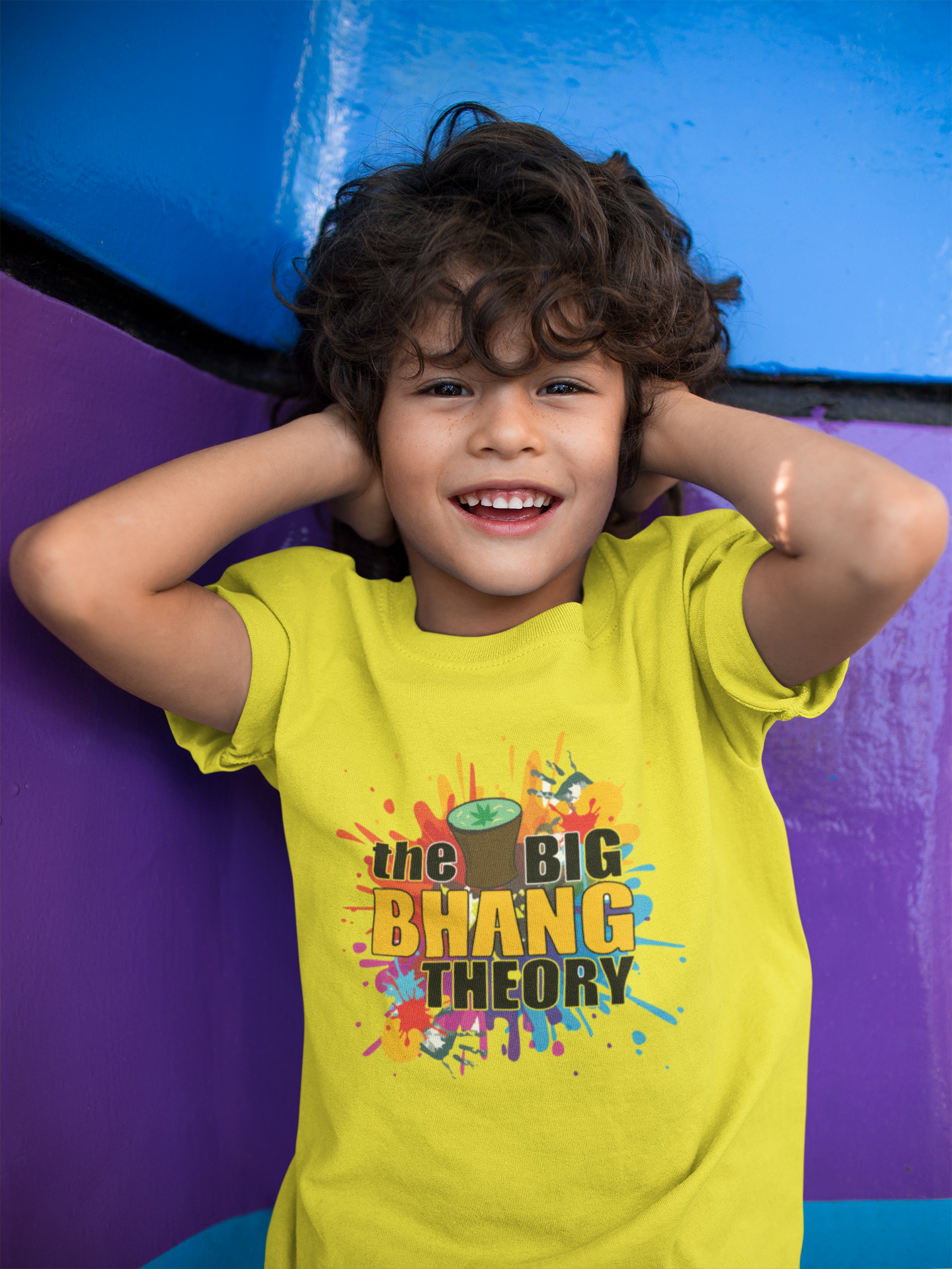 The Big Bhang Theory Holi Half Sleeves T-Shirt for Boy-FunkyTeesClub