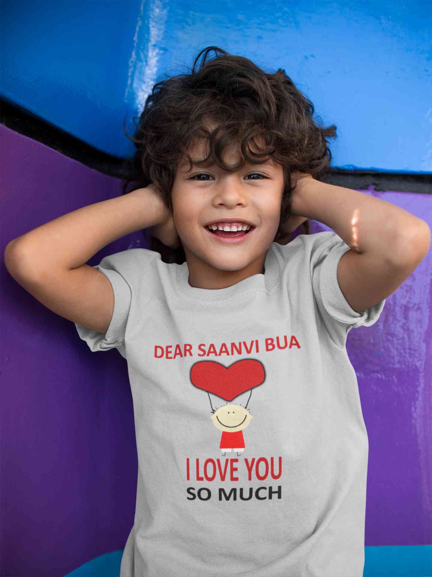 Custom Name I love My Bua So Much Half Sleeves T-Shirt for Boy-FunkyTeesClub