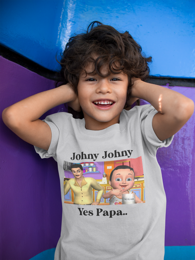 Johny Johny Yes Papa Poem Half Sleeves T-Shirt for Boy-FunkyTeesClub