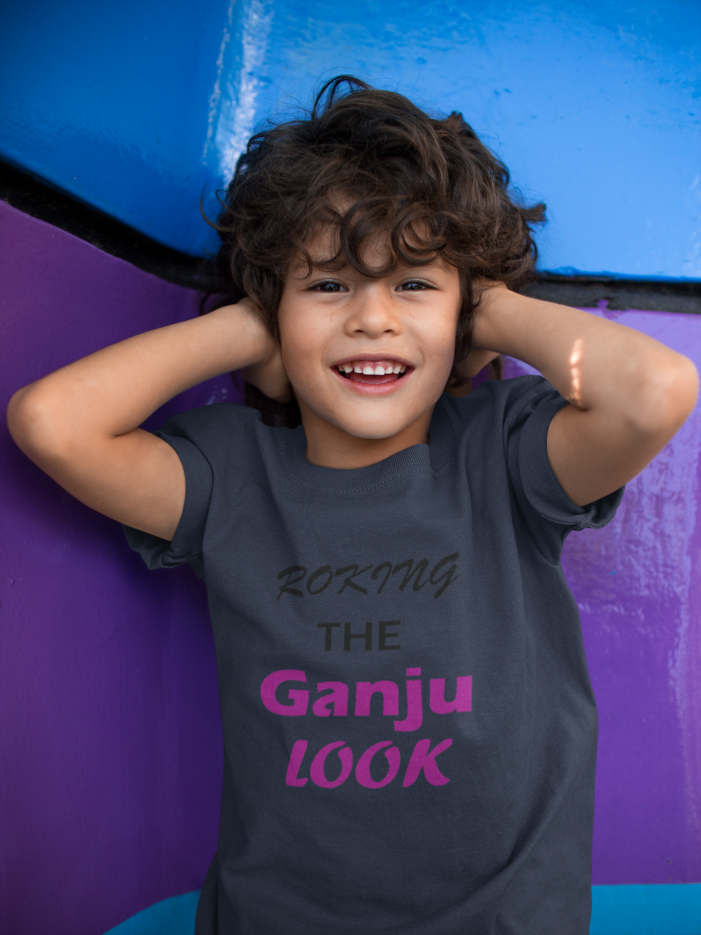 ROKING THE GANJU LOOK Half Sleeves T-Shirt for Boy-FunkyTeesClub