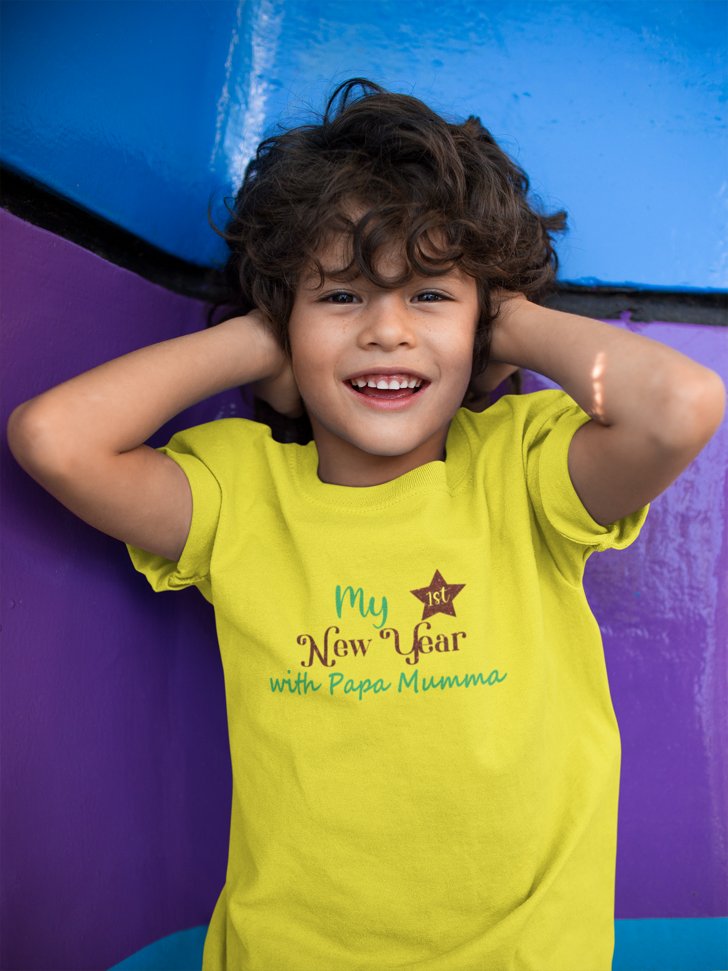 First New Year With Mamma Papa Half Sleeves T-Shirt for Boy-FunkyTeesClub