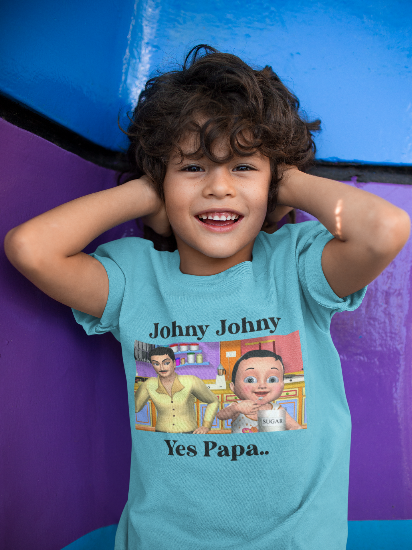Johny Johny Yes Papa Poem Half Sleeves T-Shirt for Boy-FunkyTeesClub