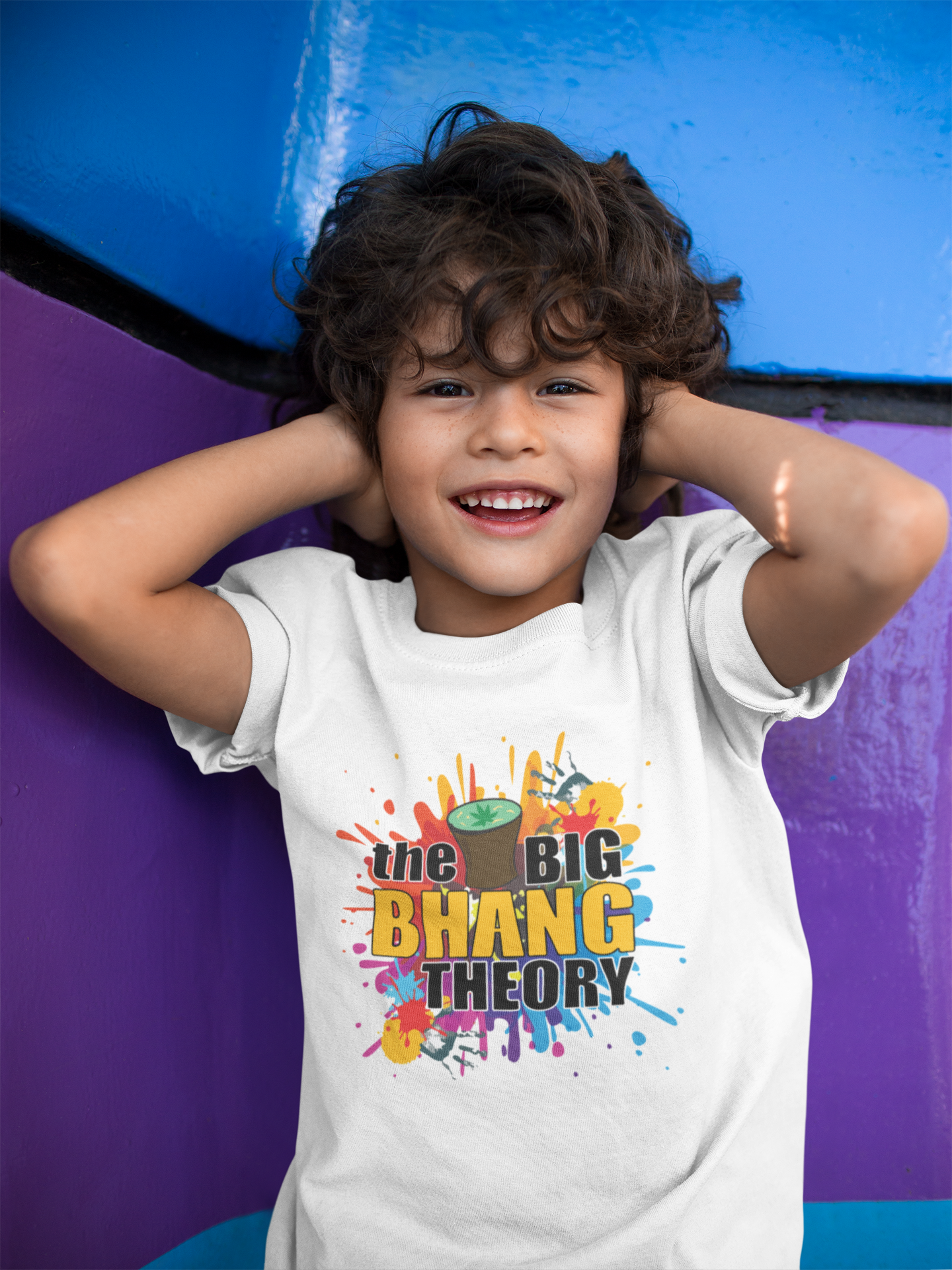 The Big Bhang Theory Holi Half Sleeves T-Shirt for Boy-FunkyTeesClub