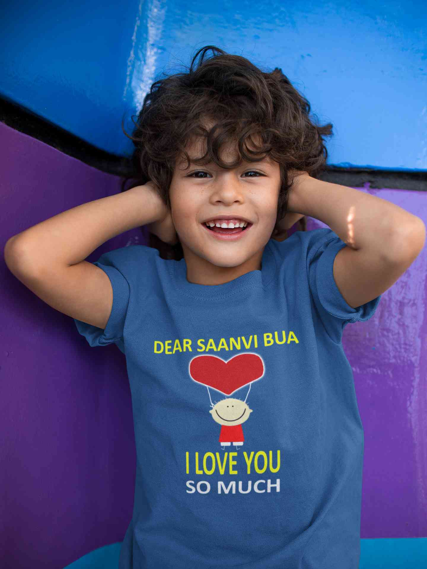 Custom Name I love My Bua So Much Half Sleeves T-Shirt for Boy-FunkyTeesClub