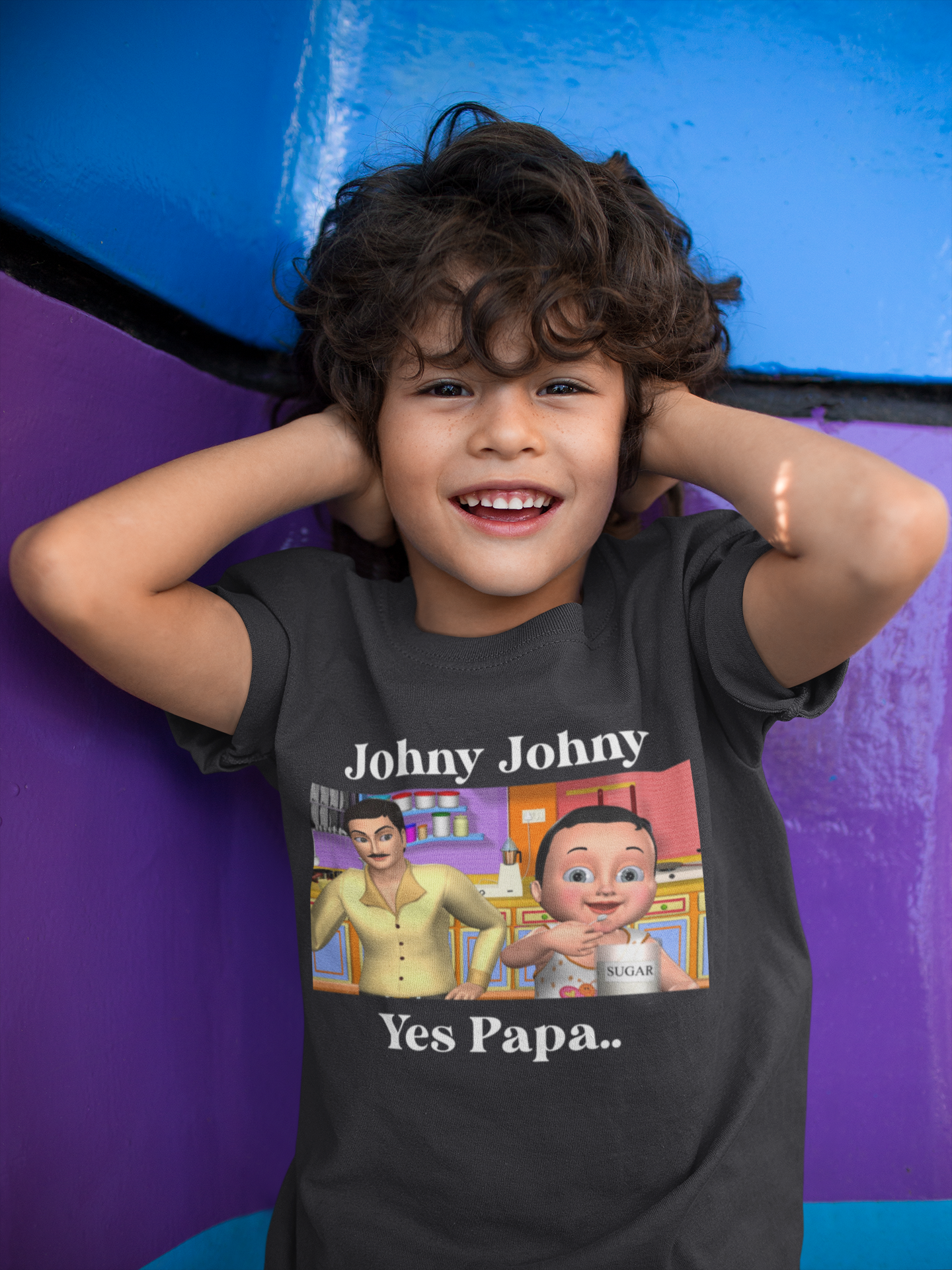 Johny Johny Yes Papa Poem Half Sleeves T-Shirt for Boy-FunkyTeesClub