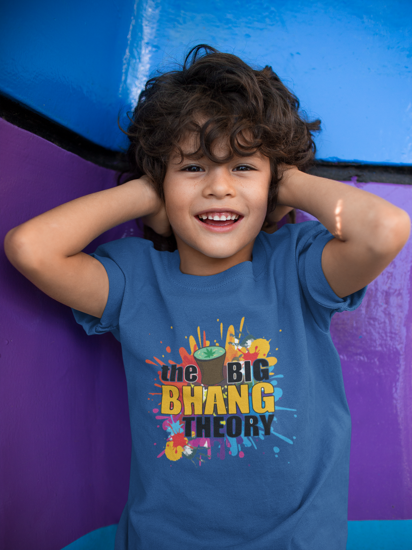 The Big Bhang Theory Holi Half Sleeves T-Shirt for Boy-FunkyTeesClub