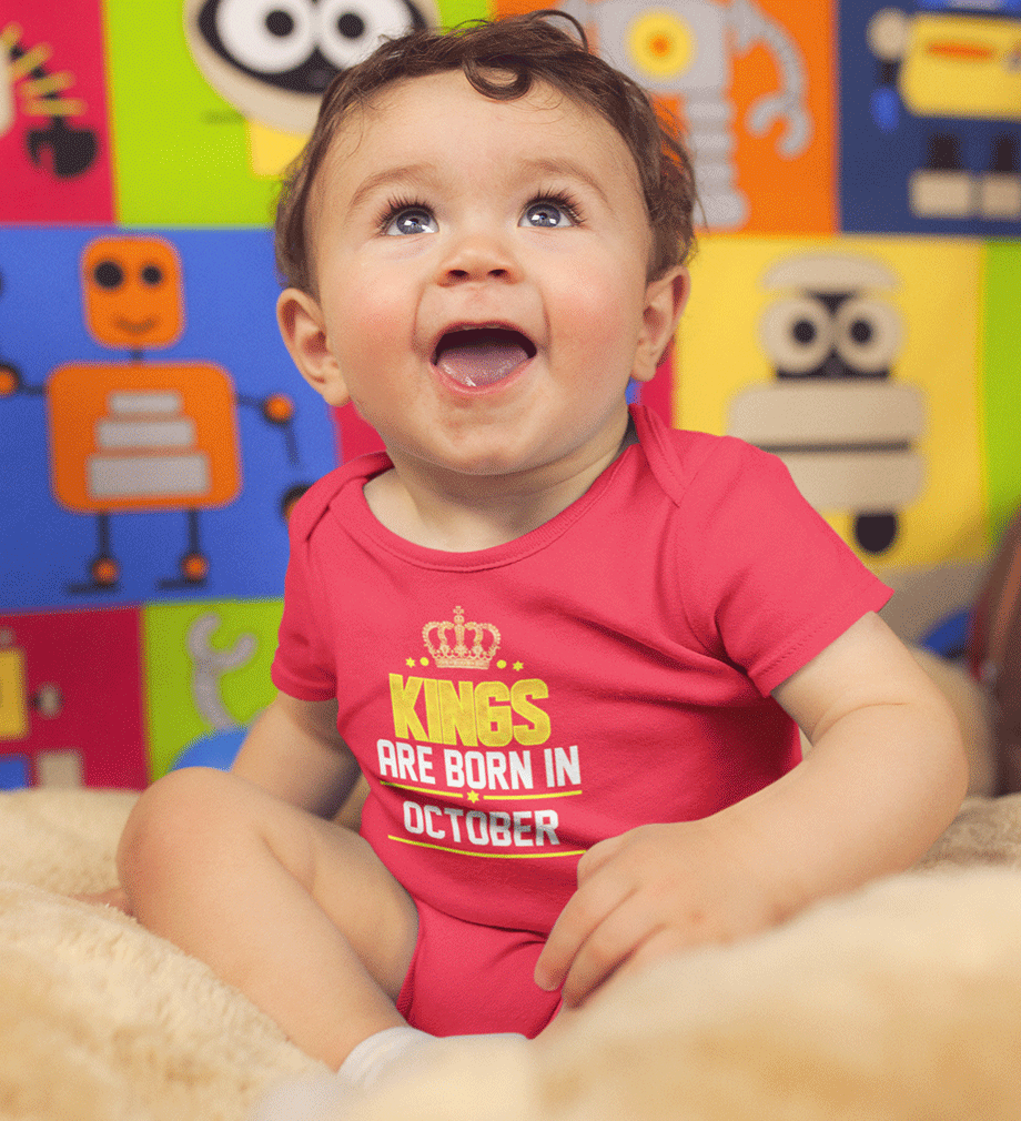 Kings are born in October Rompers for Baby Boy- FunkyTradition FunkyTradition