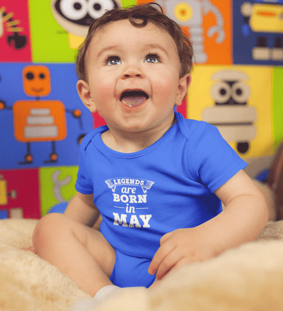 Legends are born in May Rompers for Baby Boy- FunkyTradition FunkyTradition