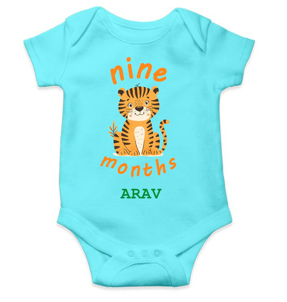 Custom Name Nine Month Rompers for Baby Boy- FunkyTeesClub