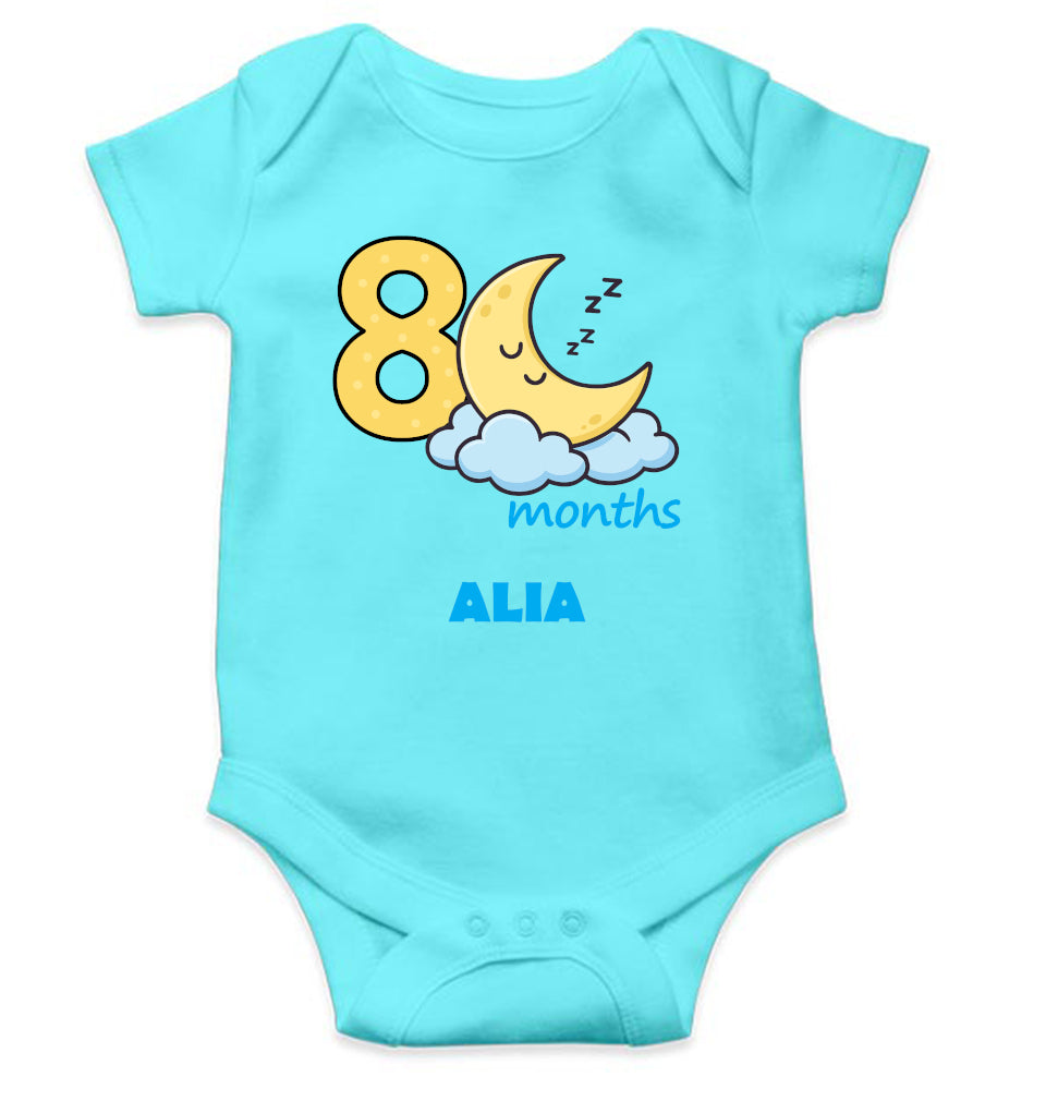 Custom Name Eighth Month Rompers for Baby Girl- FunkyTeesClub