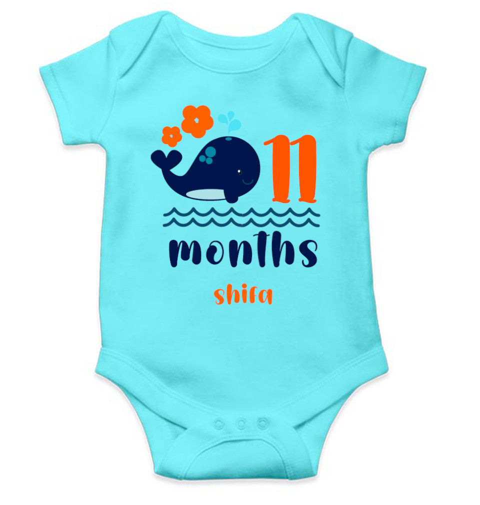 Custom Name Eleventh Month Rompers for Baby Girl- FunkyTeesClub