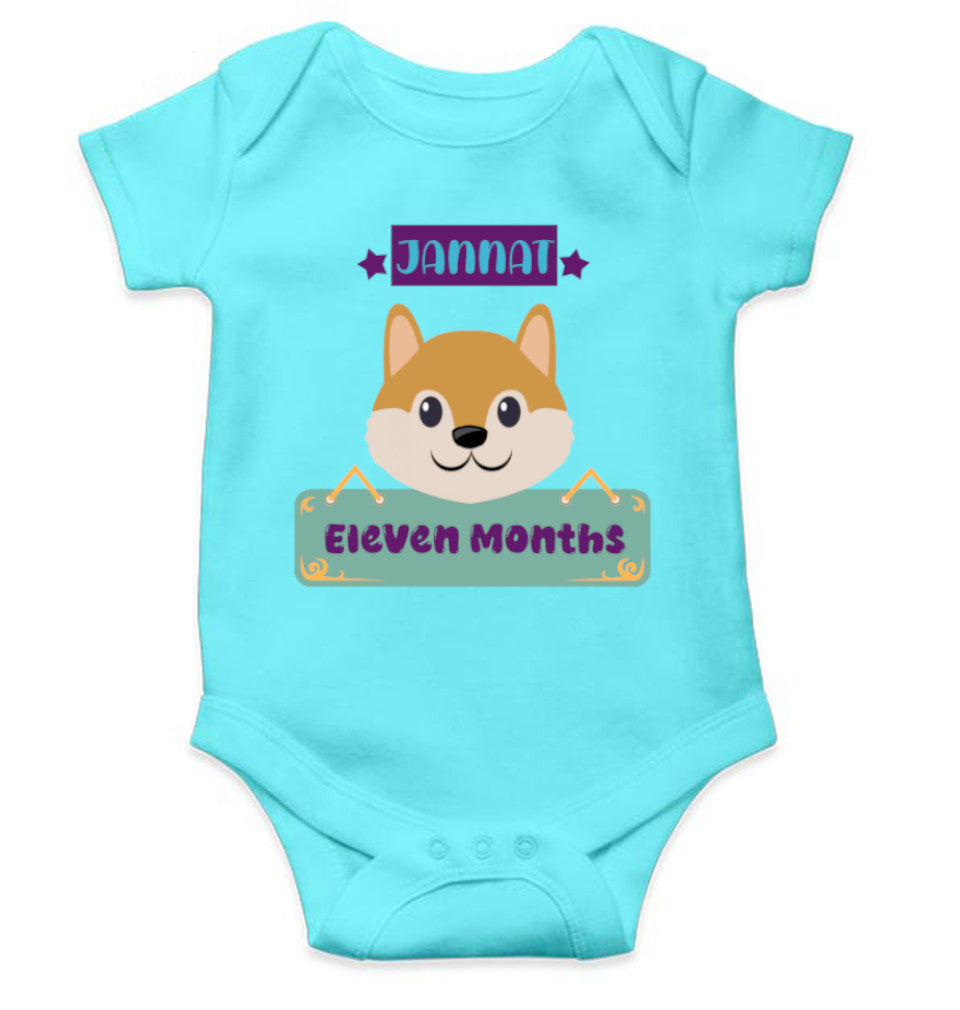 Custom Name Eleven Months Rompers for Baby Girl- FunkyTeesClub