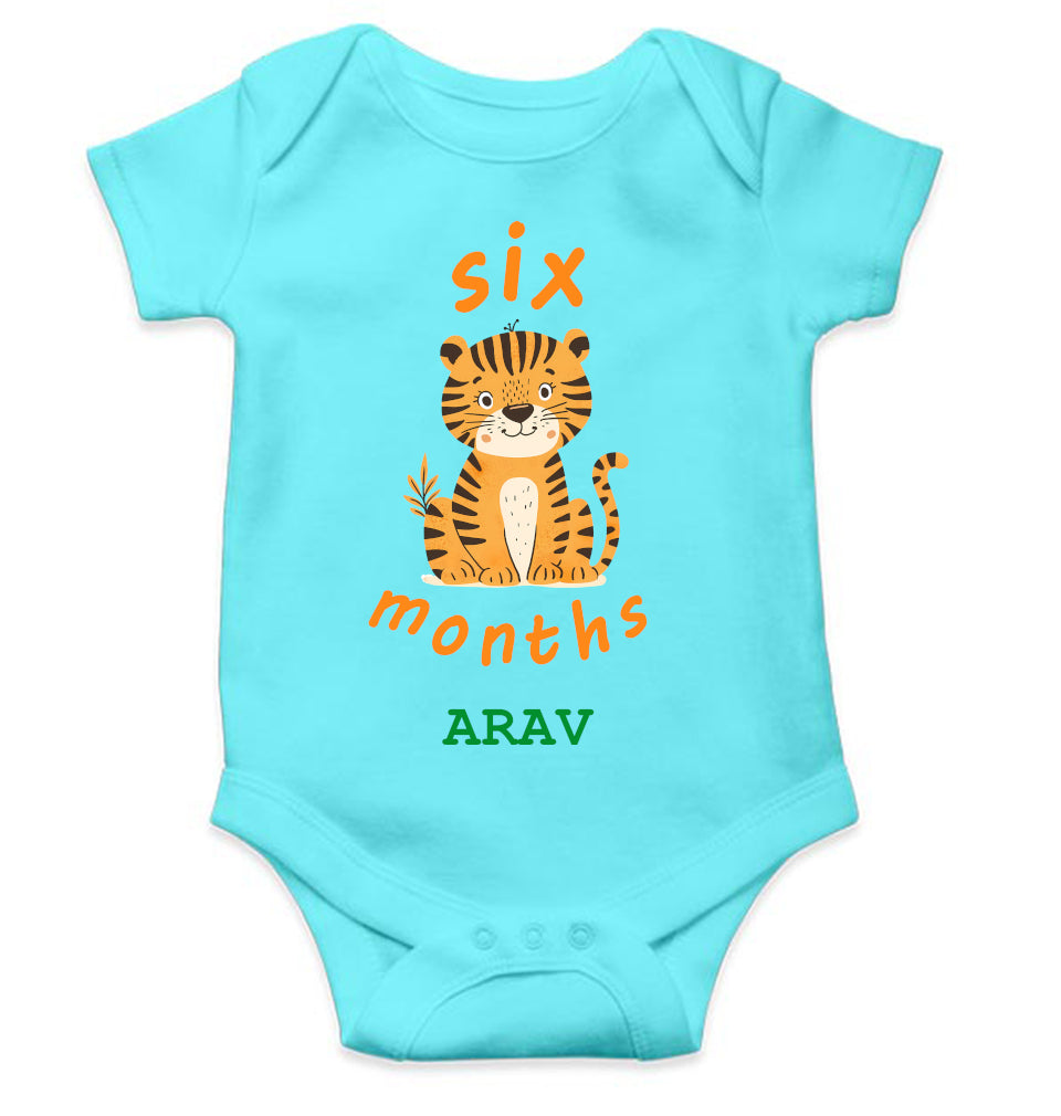 Custom Name Six Month Rompers for Baby Boy- FunkyTeesClub