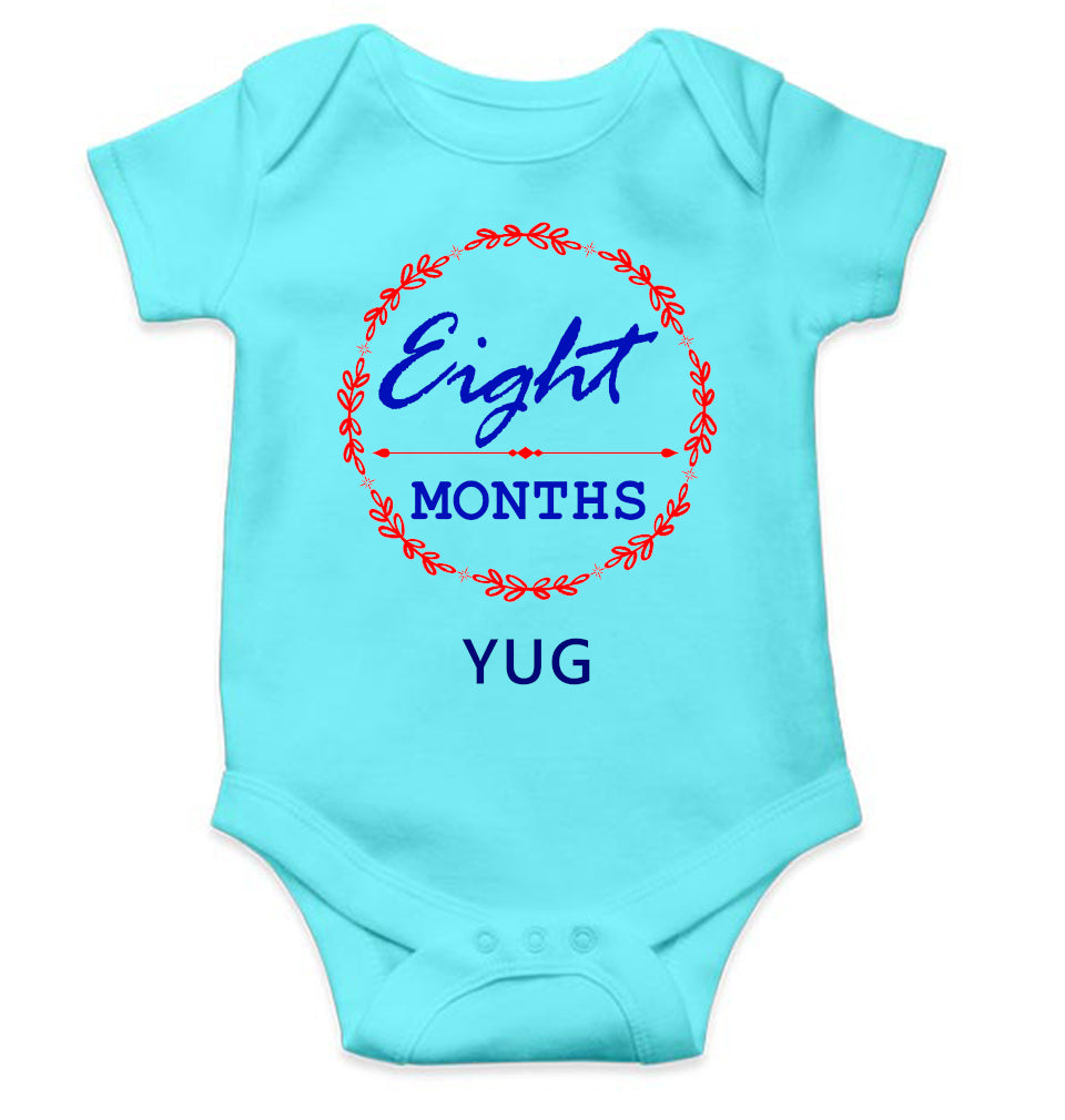 Custom Name Eight Months Rompers for Baby Boy- FunkyTeesClub