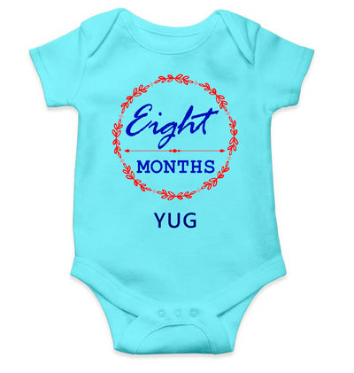 Custom Name Eight Months Rompers for Baby Boy- FunkyTeesClub