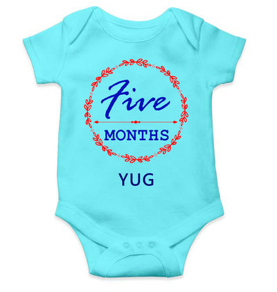 Custom Name Five Months Rompers for Baby Boy- FunkyTeesClub
