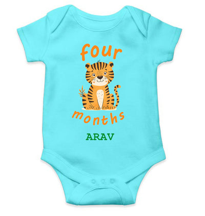 Custom Name Four Month Rompers for Baby Boy- FunkyTeesClub