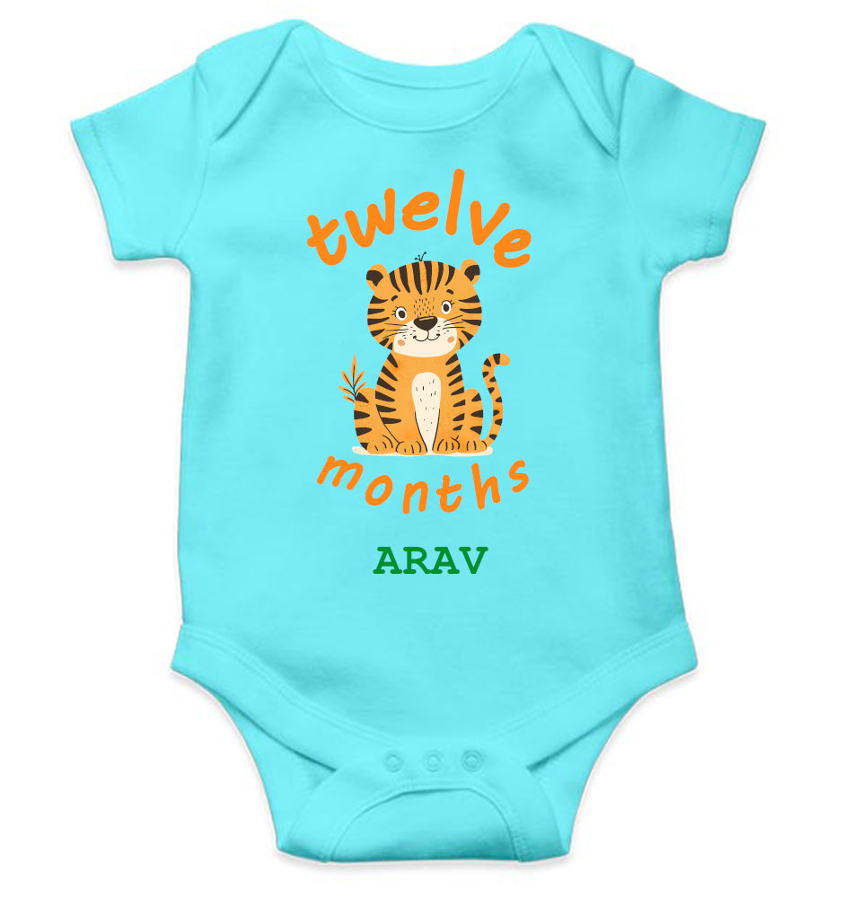 Custom Name Twelve Months Rompers for Baby Boy- FunkyTeesClub