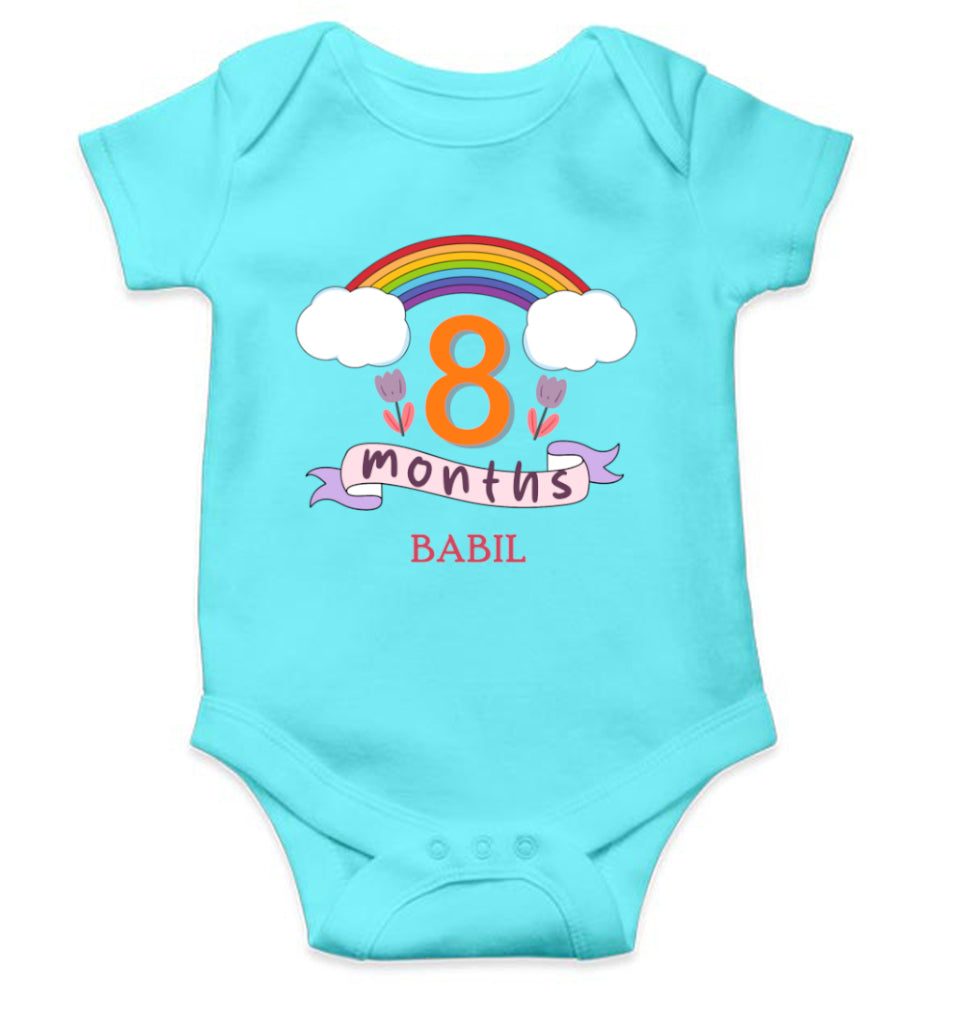 Custom Name Eighth Month Rompers for Baby Boy- FunkyTeesClub