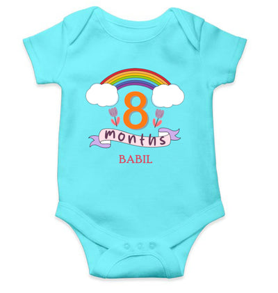 Custom Name Eight Month Rompers for Baby Boy- FunkyTeesClub