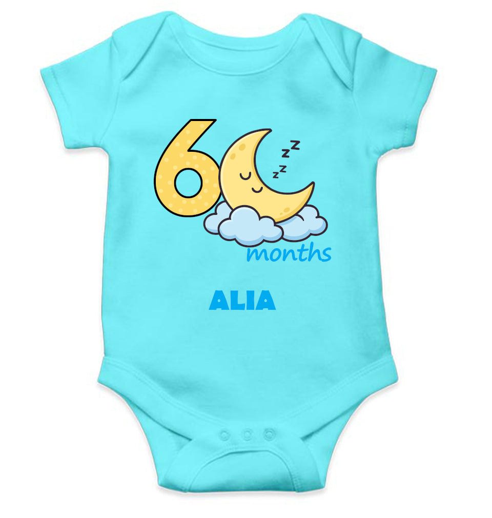 Custom Name Sixth Month Rompers for Baby Girl- FunkyTeesClub