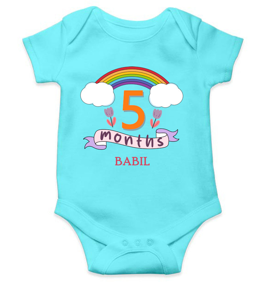 Custom Name Fifth Month Rompers for Baby Boy- FunkyTeesClub
