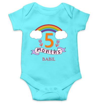 Custom Name Fifth Month Rompers for Baby Boy- FunkyTeesClub