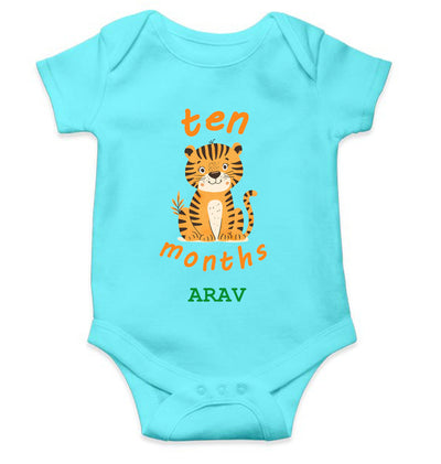 Custom Name Ten Month Rompers for Baby Boy- FunkyTeesClub