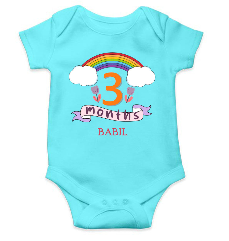 Custom Name Third Month Rompers for Baby Boy- FunkyTeesClub