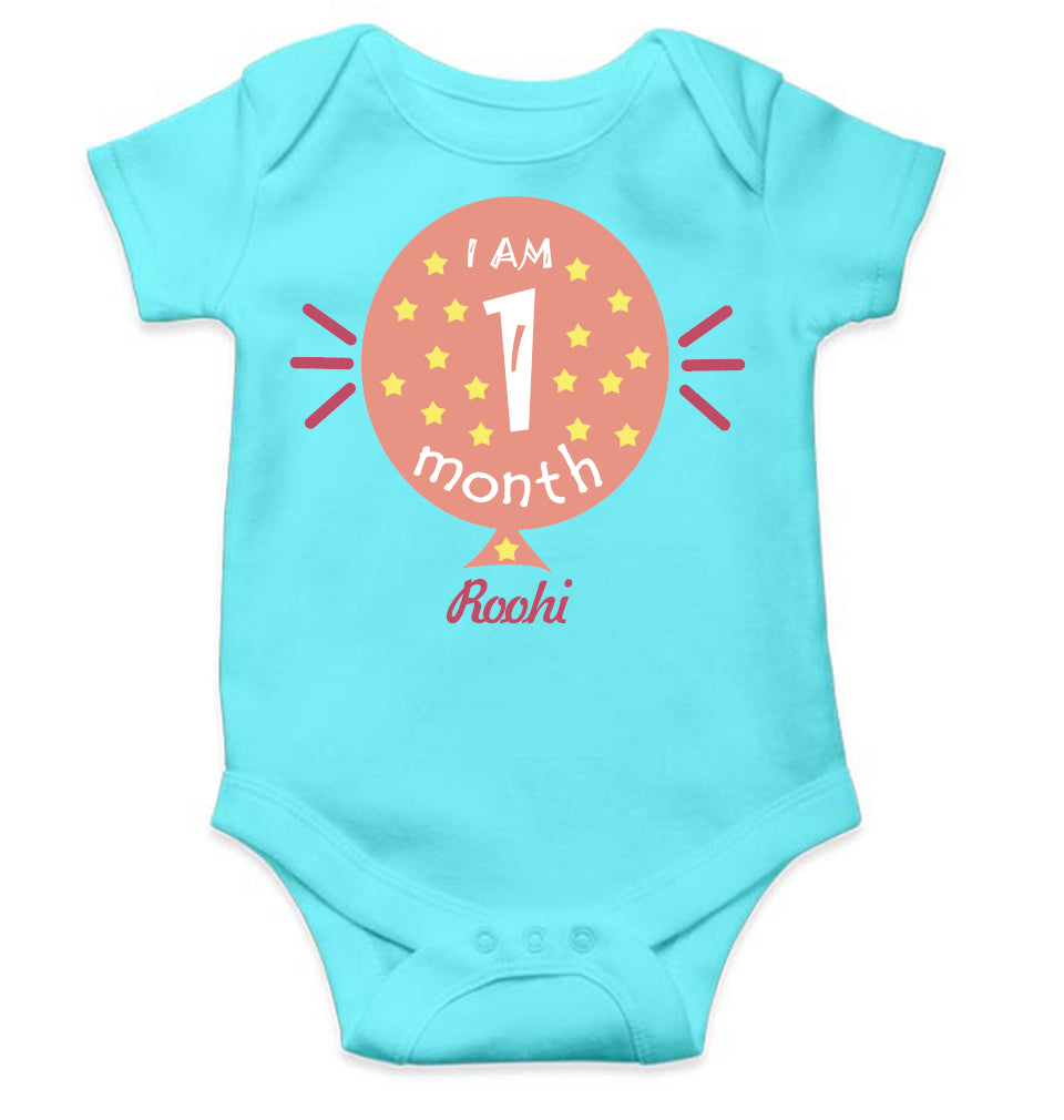 Custom Name I Am One Month Rompers for Baby Girl- FunkyTeesClub