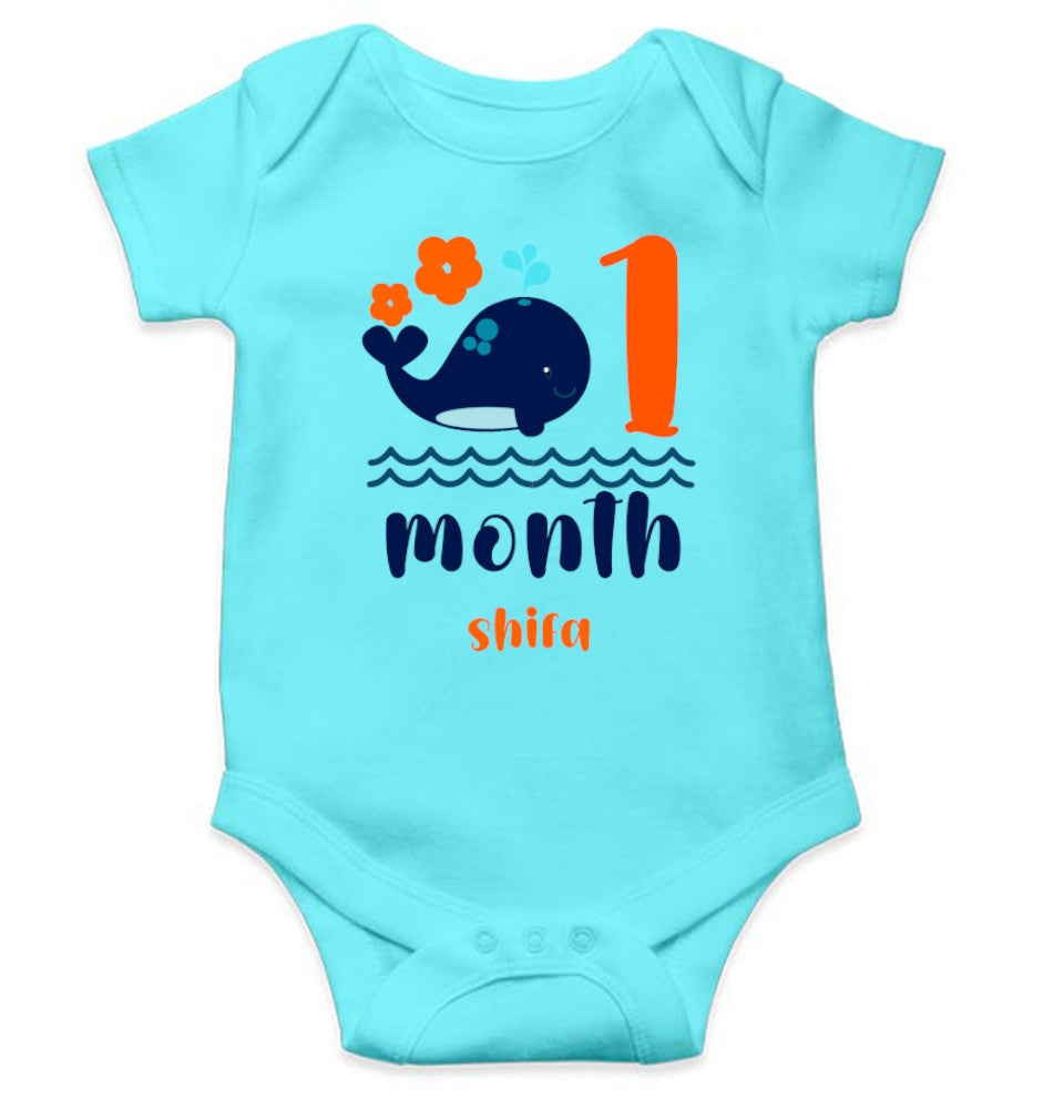 Custom Name Month One Rompers for Baby Girl- FunkyTeesClub