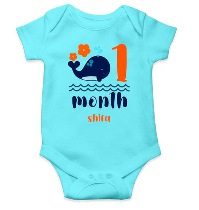 Custom Name Month One Rompers for Baby Girl- FunkyTeesClub