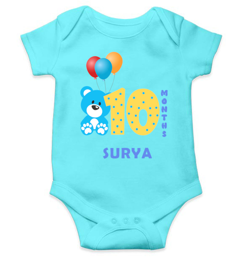 Custom Name Tenth Month Rompers for Baby Boy- FunkyTeesClub