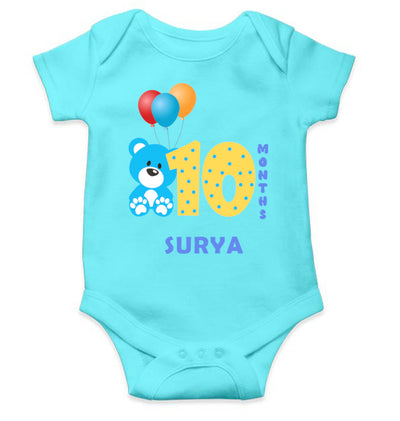 Custom Name Tenth Month Rompers for Baby Boy- FunkyTeesClub