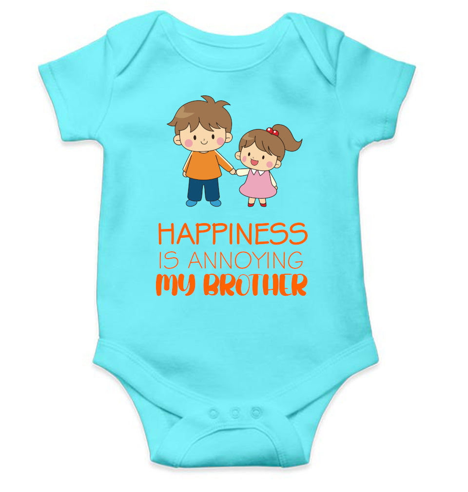 Happiness Is Annoying My Brother Rakshabandhan Rompers for Baby Girl- FunkyTeesClub