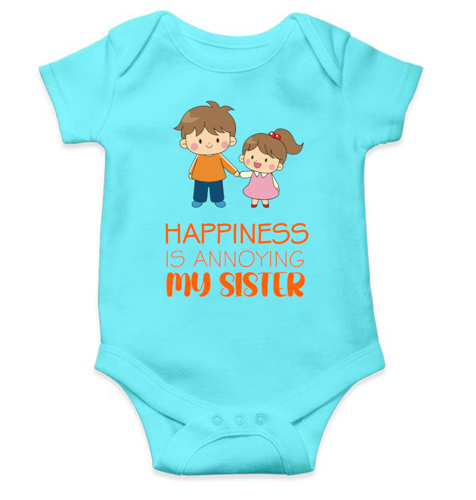 Happiness Is Annoying My Sister Rakshabadhan Rompers for Baby Boy- FunkyTeesClub