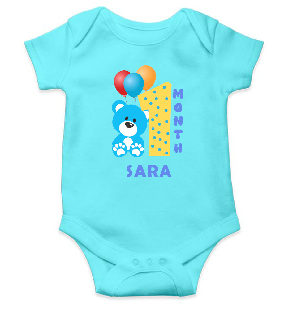 Custom Name First Month Rompers for Baby Girl- FunkyTeesClub