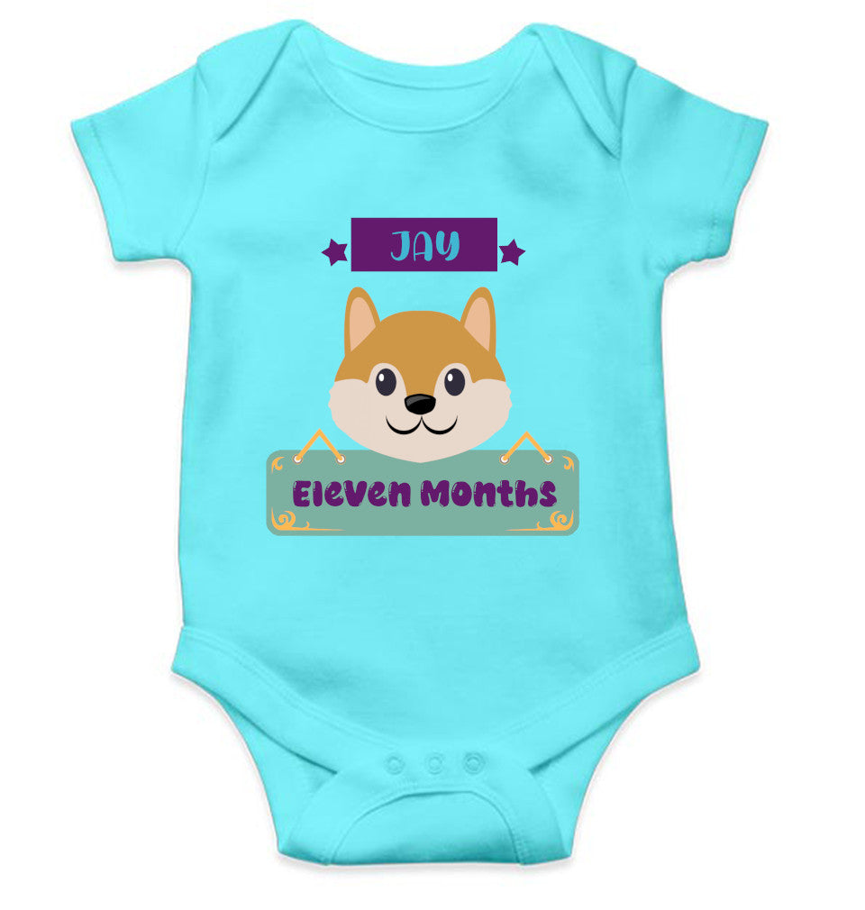 Custom Name Eleven Months Rompers for Baby Boy- FunkyTeesClub
