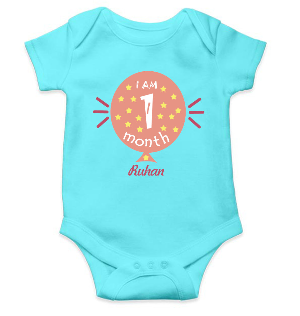 Custom Name I Am One Month Rompers for Baby Boy- FunkyTeesClub