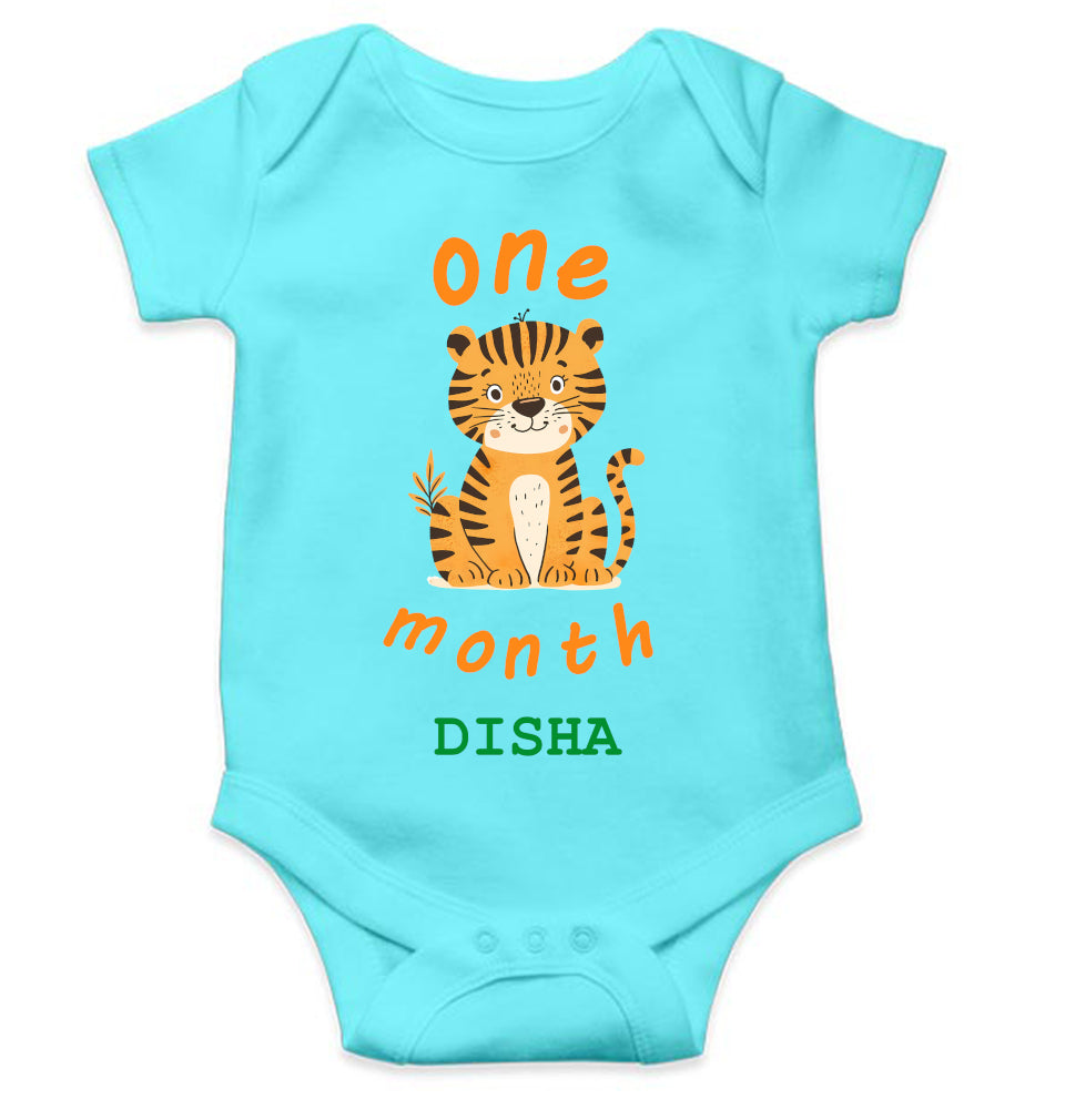 Custom Name One Month Rompers for Baby Boy- FunkyTeesClub