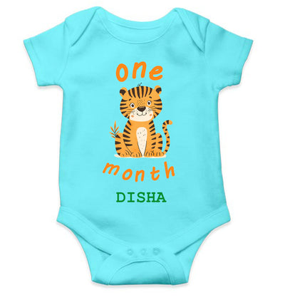 Custom Name One Month Rompers for Baby Boy- FunkyTeesClub