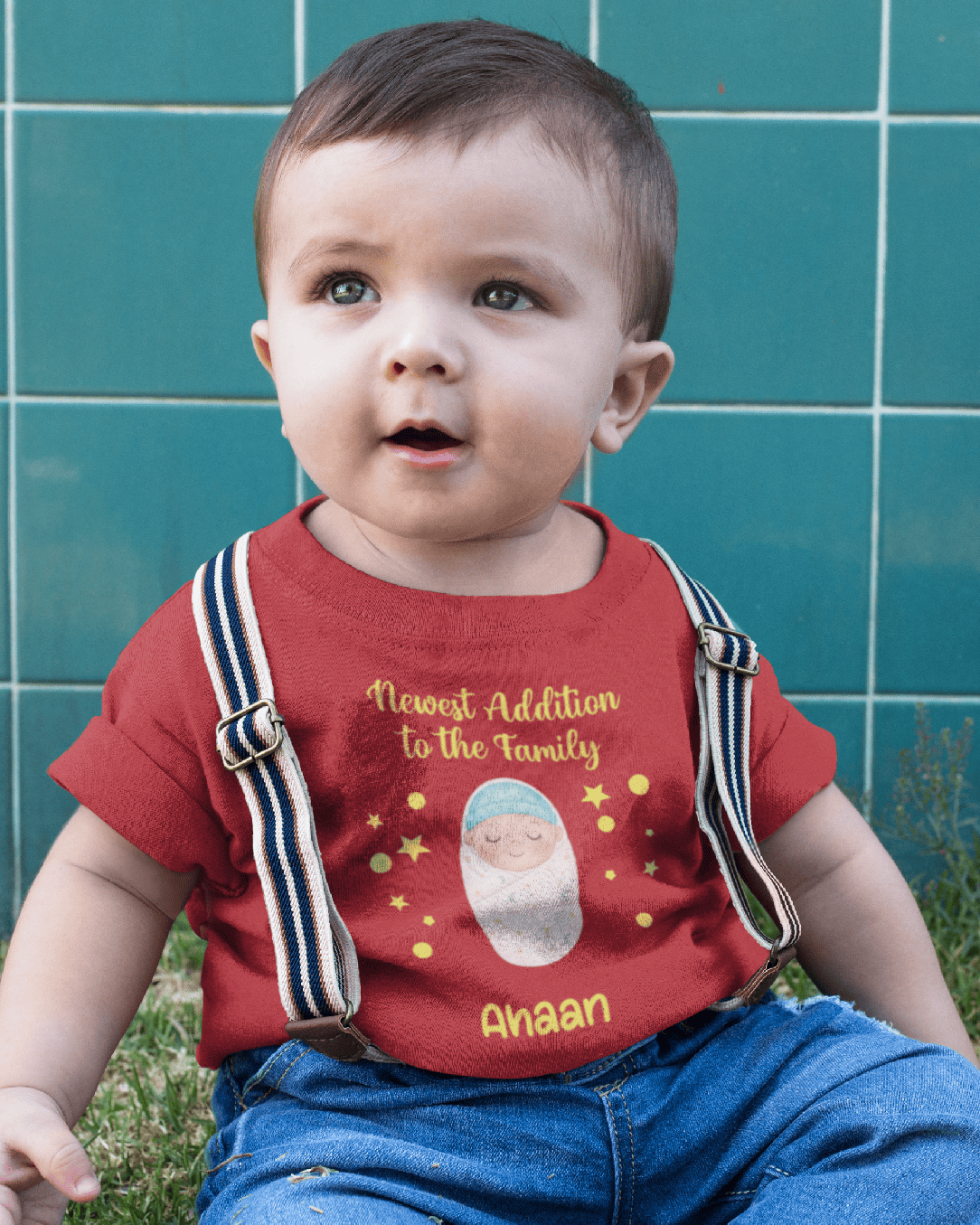 Custom Name Newest Addition New Born Half Sleeves T-Shirt for Boys -FunkyTeesClub