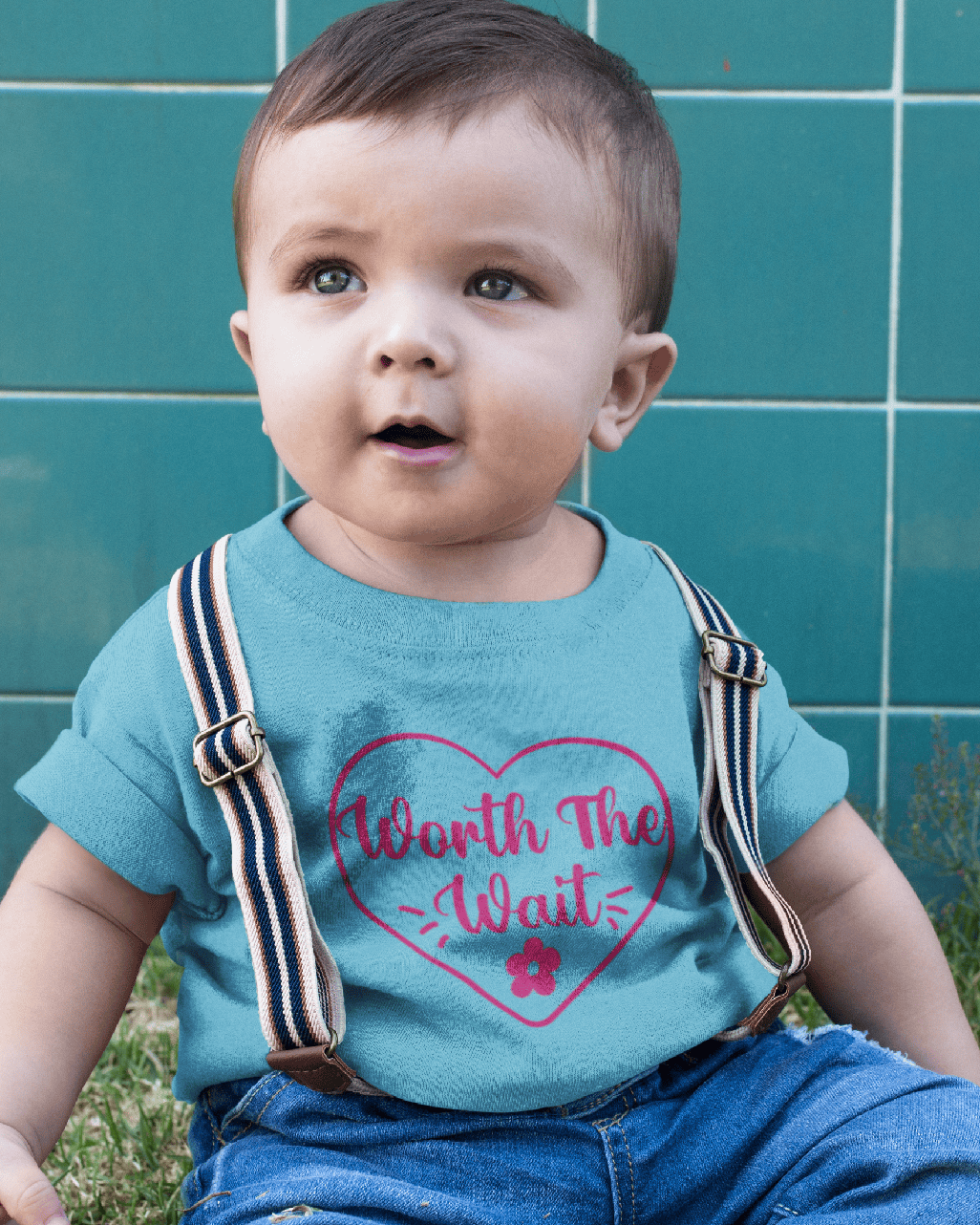 Worth The Wait Cute New Born Half Sleeves T-Shirt for Boys -FunkyTeesClub