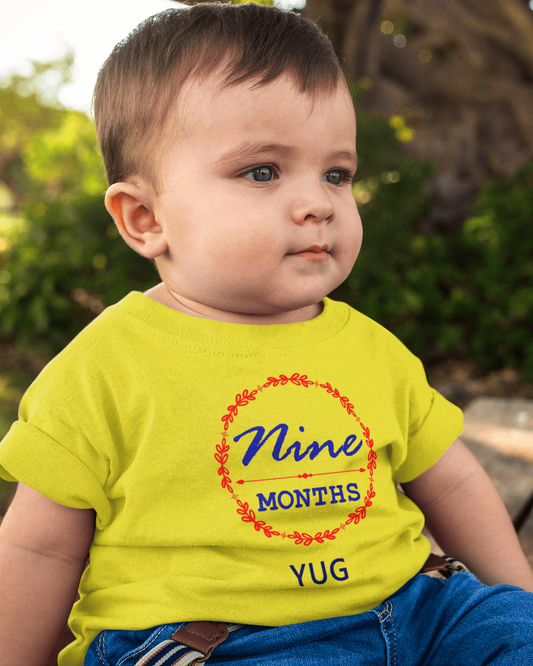 Custom Name Nine Month Birthday Half Sleeves T-Shirt for Boys -FunkyTeesClub