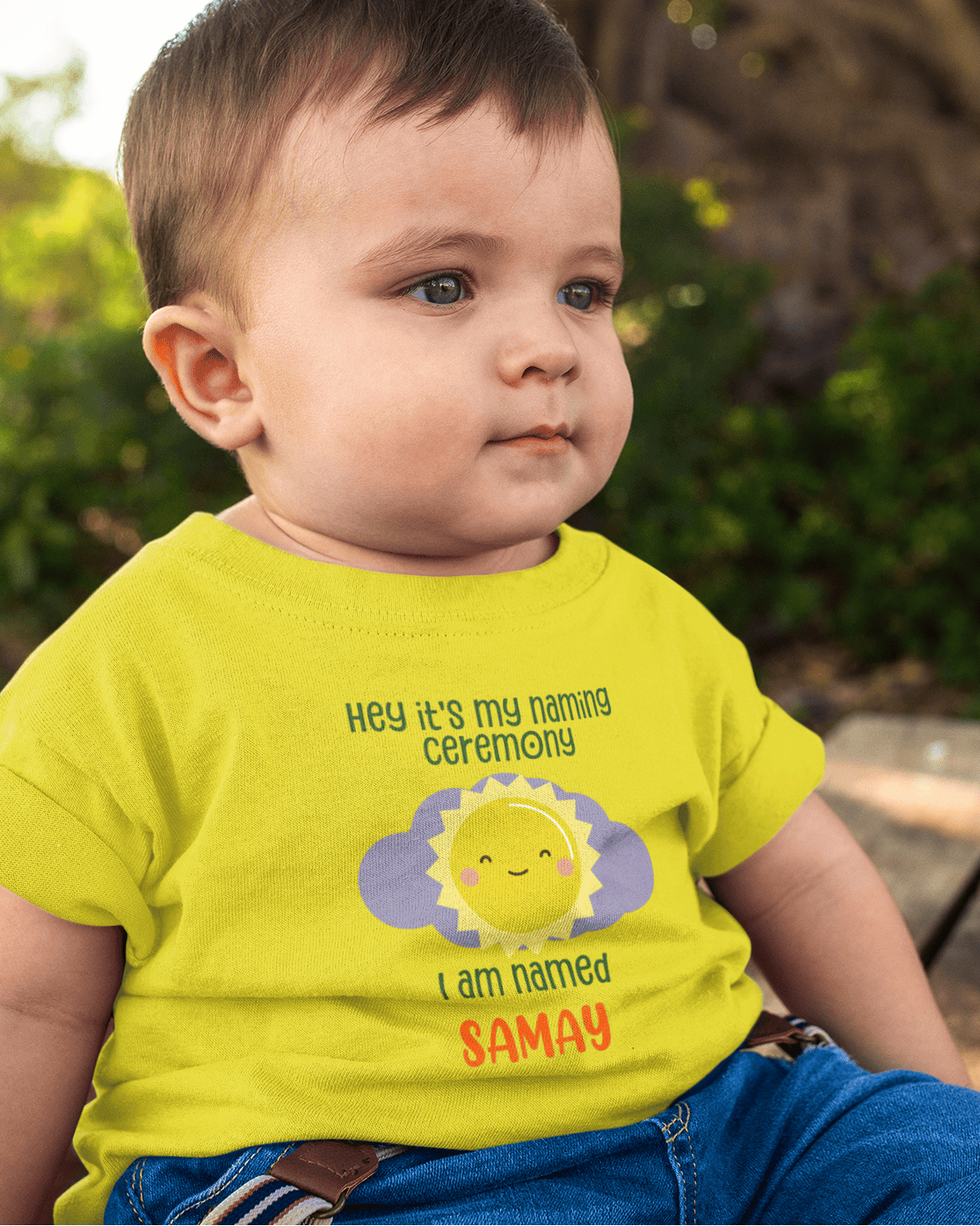 Custom Name Naming Ceremony New Born Half Sleeves T-Shirt for Boys -FunkyTeesClub