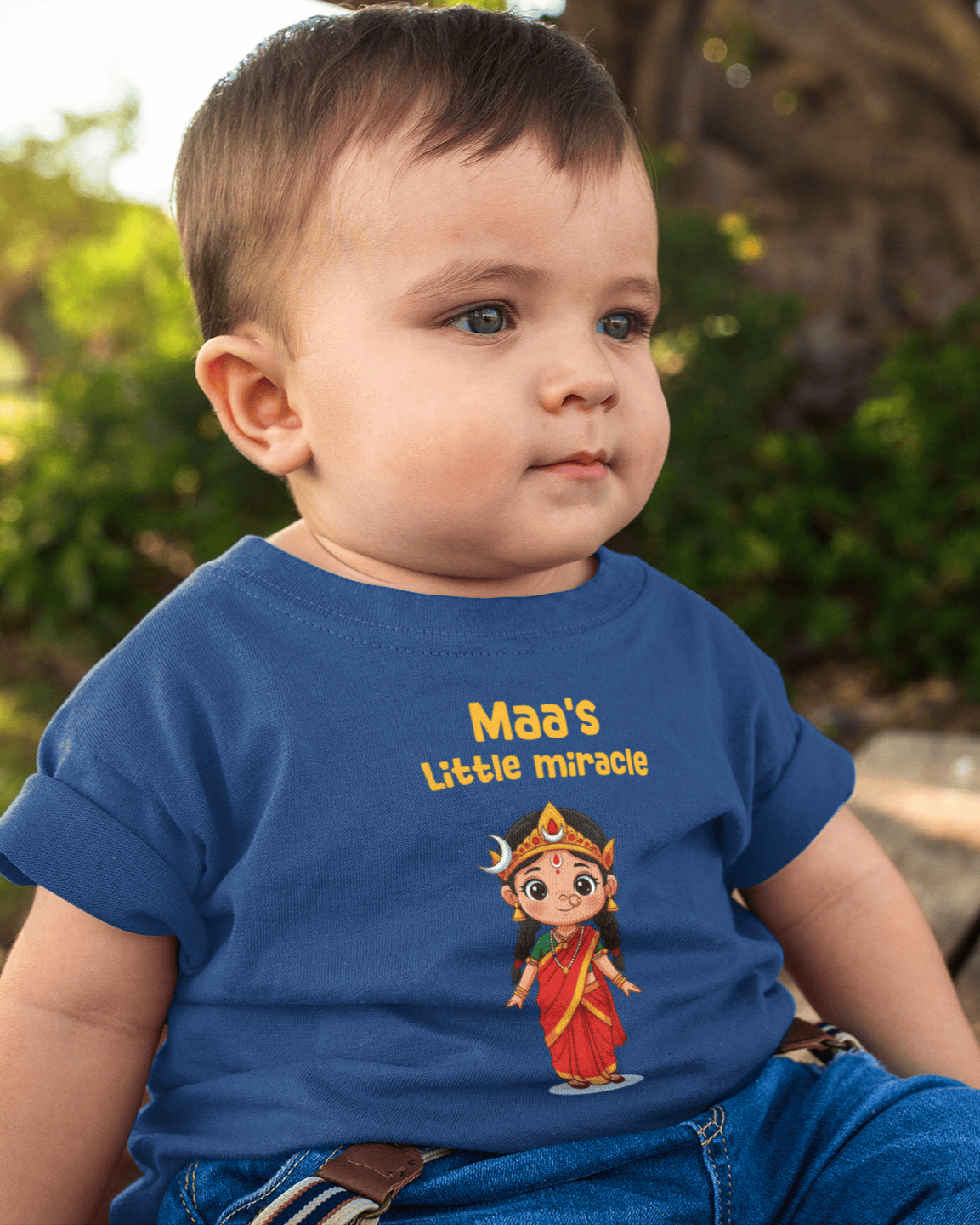 Maa's Little Miracle Navratri Half Sleeves T-Shirt for Boys -FunkyTeesClub