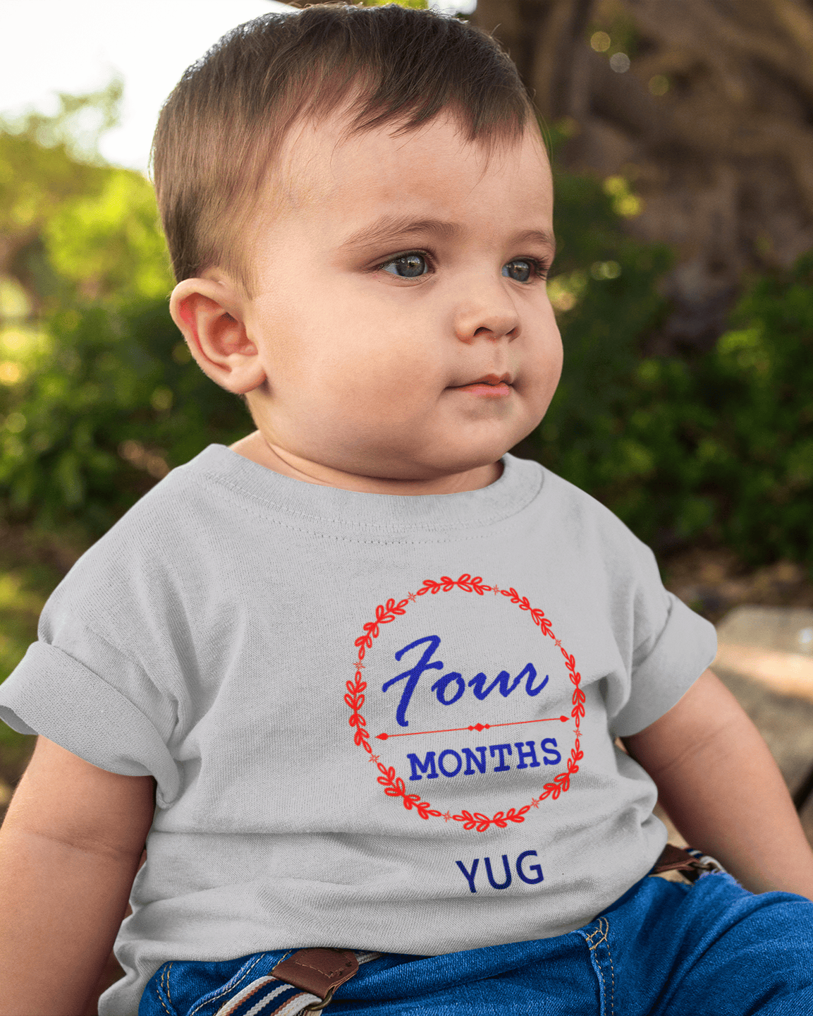 Custom Name Four Month Birthday Half Sleeves T-Shirt for Boys -FunkyTeesClub