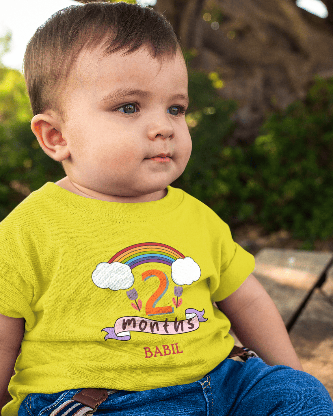 Custom Name Two Month Birthday Cute Half Sleeves T-Shirt for Boys -FunkyTeesClub